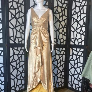 Betsy & Adam Gold High Low Dress
